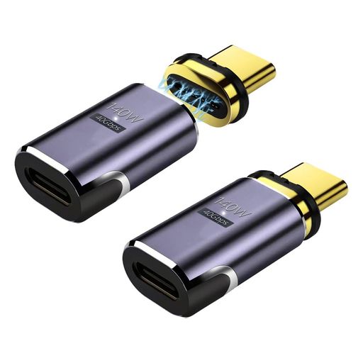 【超高速な40Gbpsデータ転送】USB4.0を採用し、従来のUSB3.1に比べて10倍以上のデータ転送速度を実現。高速でスムーズな転送で、HD映像、音楽、画像、ファイルを瞬時に転送可能。USBハブ、ノートパソコン、スマートフォン、他のUSB Cデバイスに幅広く対応。下位規格のUSB3.1 Gen1(USB3.0)、USB2.0などとも互換性あり。(アダプターは含まれません。データ転送速度はデバイスとケーブルに依存します。) 【最大140Wの超高速充電対応】PD技術を使用し、従来のUSBを進化させた機能で、電力とデータの同時供給を実現。5V/3A-20V/7Aの範囲で最大140Wの電力供給が可能。高速データ転送と同時に最速の充電速度を提供。アダプタ本体には正常接続を示すLED表示ランプを装備し、充電中は白色光で表示されます。 【磁気自動吸着機能】高耐摩耗性と耐熱性を持つ高品質なアルミニウム合金シェルと強力なN52磁石端子の組み合わせにより、自動的に吸着される磁気接続を実現。端子は防塵プラグとしても使用可能で、引っ張りや挿入による摩耗や損傷からしっかり保護。