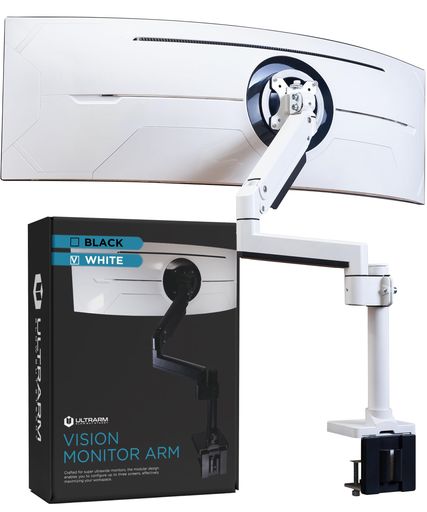 ULTRARMモニターアーム大型17-57インチ対応耐荷重20kgロングポール関節6軸ガス式高い位置VESA75x75mm10..
