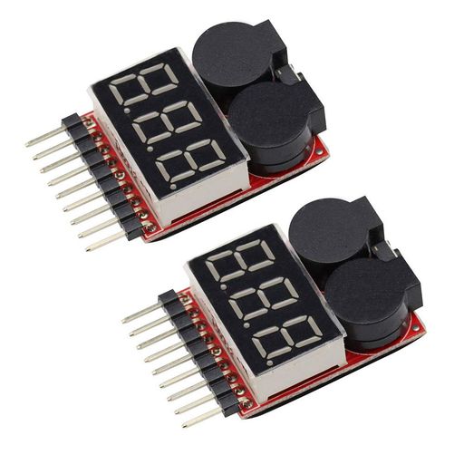 VKLSVAN 2個セット 2IN1 1-8S リポ簡易電池電圧テスター RC低電圧ブザー警報 バッテリーモニターチェッカー
