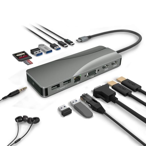 USB C ϥ 14-IN-1 TYPE C ϥ ǥ奢ǥץ쥤HDMI 4K VGA PD϶ 60W LAN ͥå...