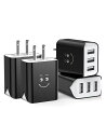 USB充電器USBコンセント【4個セットPSE認証済】ACアダプター3ポート3.1AiPhone/Xperia/SamsungGalaxy/Android等のU...