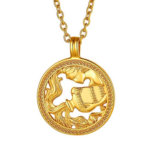 [FindChic]水瓶座星座ネックレスペンダントレディース18金めっきゴールド真鍮2月誕生日プレゼントアン..