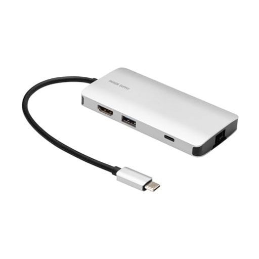 サンワサプライ USB Type-C ドッキングステーション 7in1 4K/30Hz HDMI 100W PD 1GbE SD/microSD USB-Ax3 一体型ケーブル15cm Windows/Mac/iPad/ChromeOS対応