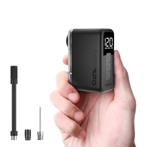 COOSPOX1自転車空気入れ電動120PSIロードバイク電動ポンプ携帯気圧表示米式/英式/仏式全バルブ対応超小..