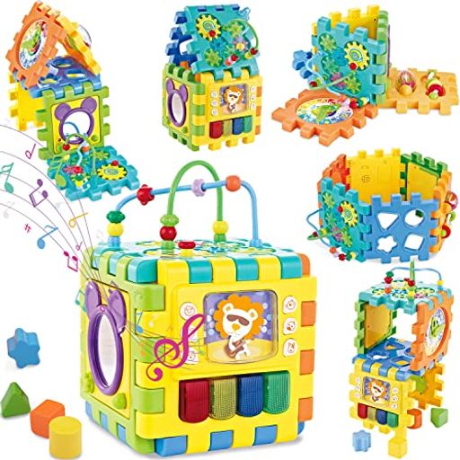 UQTOO ビーズコースター ルーピング 子供 赤ちゃんおもちゃ 積み木 多機能 はめこみ・形合わせ ボックス 知育玩具 早期開発 指先訓練 音楽おもちゃ 男の子 女の子 ブロック はめ込み 立体 …