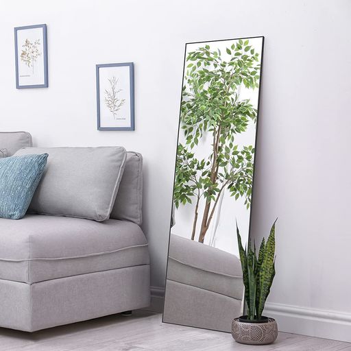 SmartEasy全身鏡立掛け姿見鏡全身ミラー壁掛け鏡ドアミラー上アルミ合金フレームおしゃれスタイリッシ..