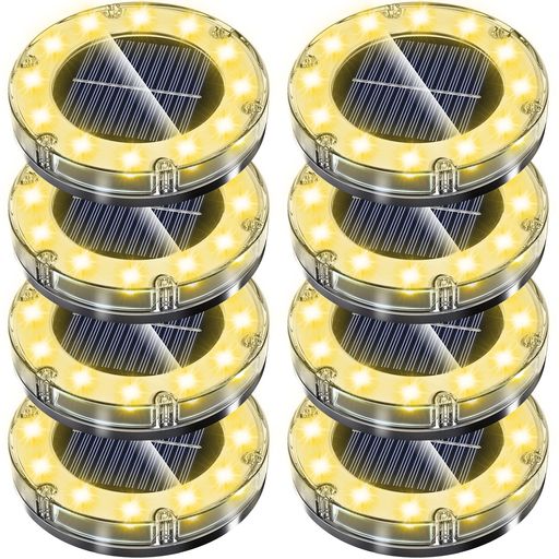 NFESOLAR LEDガーデンライト ソーラーライト 防水 光センサー おしゃれ 屋外 庭 ライトアップ 外構 エントランス 置き型 埋め込み式 樹脂 ブラック、クリア (8個セット)