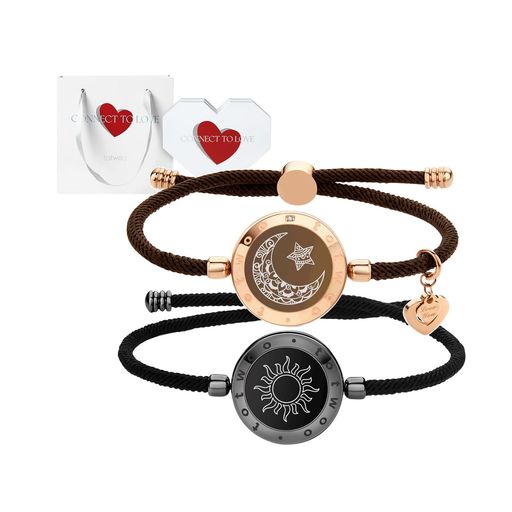 [TOTWOO]遠距離タッチペアブレスレット愛を伝えるステンレススマートブレスレット振動通知カップル誕生..