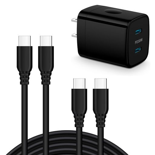 [30W高速充電 &amp; デュアルポート設計]:2つのUSB-Cポートを搭載し、iPhone 16/15シリーズ、iPad Pro/Air、MacBook Air(2023-2025モデル)など最大30W出力で同時充電可能。最短30分でiPhone 16を60%まで急速充電。 [60W PD対応高耐久ケーブル2本付属]:0.9mと0.8mの長さ違いでシーンに合わせて選択可能。60W PD対応のType C to Type Cケーブルは、MacBook AirやXperia 1 VIなどの大容量デバイスにも安定供給。 [充電効率最大化]:PD3.0/QC4.0/PPS対応で、iPhoneの「急速充電モード」やAndroidの「スーパーチャージ」を自動認識。充電中もデバイス使用可能な「パススルー充電」機能付き。 [日本市場主要デバイス完全対応]: iPhone 16/15/14 Pro Max・iPad Pro 12.9(第6世代)・MacBook Air(M2/M3チップ)・Xperia 1 VI・AQUOS R8・arrows We(富士通)・Galaxy S25(日本向けモデル)など、人気機種に最適化。