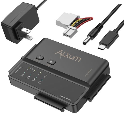 Alxum3-in-1SATAとIDEHDD/SSD両対応クローンスタンドType-CUSB3.2Gen15Gbps高速データ転送大容量ストレージツール不要12V電源付属2つのハードディスクを同時に読み込む(SATA