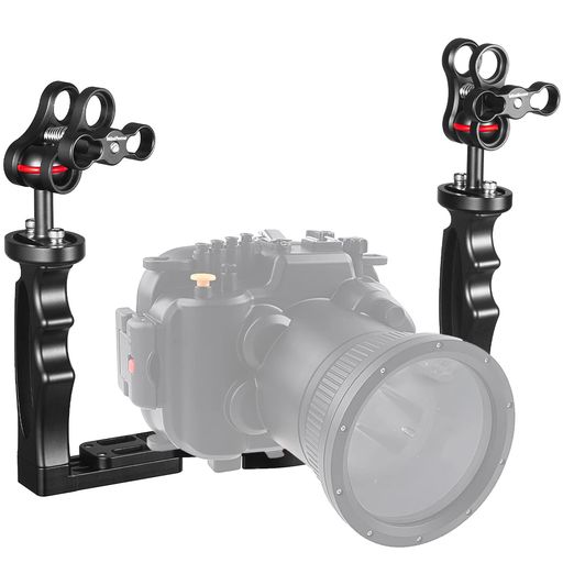 MINIFOCUS 水中カメラ ハンドル トレイ ブラケット、デュアル ハンドル伸縮アルミ...