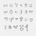 ネイルパーツ メタルパーツ キラキラネイルジュエリーパーツ3Dネイルパーツ デコパーツ 立体 DIY 手芸 リボン/ハート/クラウン/月/花 シルバー メタルパ...