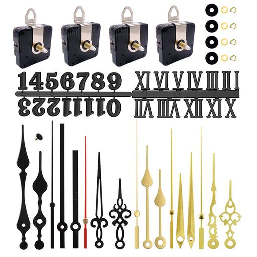 YFFSFDC時計ムーブメント4枚セット手作り時計番号キット2個セット掛け時計用時計きっとアラビア数字とローマ数字付交換部品DIY補修部品針セット時針分針秒針工...