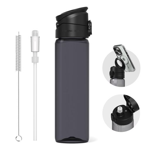 RHINOSHIELD (ライノシールド) AquaStand マグネットボトル 800ml | ストロー付トライタン製水筒 ウォーターボトル MagSafe対応ハンドル付 スポーツボトル 角度調節可能な三脚 スマホスタンド 水漏…