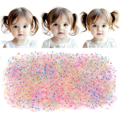 シリコンゴムからまないヘアゴムキッズ1000本セットシリコン絡みにくいからまりにくい女の子ベビー赤ち..