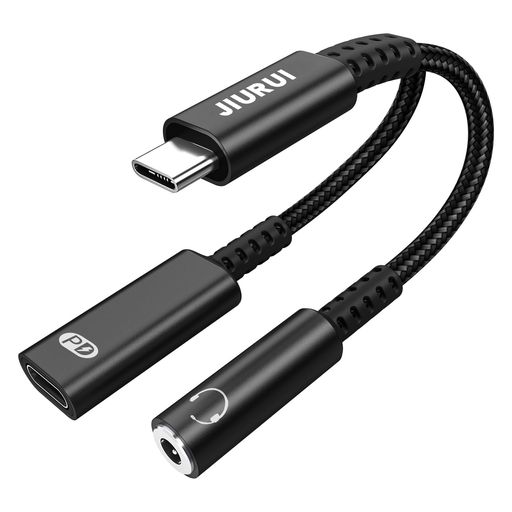 JIURUIイヤホンジャック変換タイプC二股USBcto3.5mmイヤホン変換アダプタ3極4極2in...