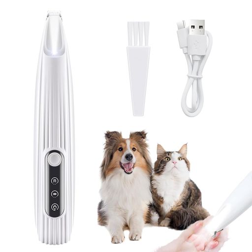 ペット用バリカン犬用猫用バリカンLEDライト付きUSB-C充電R形鈍角刃足裏耳裏顔周りお尻周り肉球部分カット自宅トリミング小型コードレス初心者でも使える低騒音・低振動・軽量化・日本…