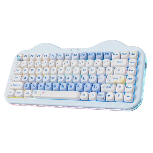 YUNZIIC75ワイヤレスメカニカルキーボード75%レイアウトホットスワップ対応クリーミーキーボードNKROPBTMOAキーキャップRGBバックライトガスケットマウント可愛いケーキデザインBT5.0/2.4G/USB-C