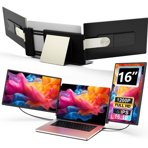 16インチモバイルモニターデュアルディスプレイ、更新された1200PFHDポータブルディスプレイ、1