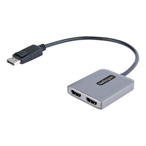 高性能:DisplayPort - デュアルHDMI MSTハブ。DisplayPortポート1口で4K60Hzディスプレイ2台に接続可能|DP 1.4/DSC/HBR3/32.4Gbps/HDR/2.1ch オーディオ/MST|Windowsのみ|macOS非対応 生産性の向上:2ポートDisplayPort 1.4 MSTハブでHDMI外付けディスプレイ2台を接続(拡張モードまたはミラーモード)、オフィスや自宅で生産性をアップする環境設定を提供。4K60Hz解像度対応、より低い解像度との下位互換性あり マルチモニタ対応:DisplayPortポート1口にHDMIモニタ2台を接続(4K60Hz x2 または1080p 60Hz x2)、Windowsノート/PCでの生産性が向上。既存のセットアップに追加しやすい小型のDisplayPort - HDMI 変換アダプター 優れた利便性:一体型30cmケーブルとラッチ付きDisplayPortコネクタで、コンピュータおよびモニタに簡単に接続することができるUSB給電式MSTディスプレイアダプタ。ドライバーインストール不要。