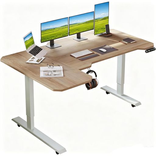【電動でスムーズ昇降】高さ調整範囲は 69cm~115cm。コントローラーの上下ボタンを押すだけで、座り姿勢から立ち姿勢までスムーズに調整でき、体の負担を軽減します。 【ワンタッチ高さメモリ】4 つの高さメモリボタンを搭載。よく使う高さを記憶させることができ、毎回設定し直す手間を省いて快適な作業環境を素早く再現できます。ボタン 1 つでお好みの高さに自動調整可能で、作業スタイルの切り替えがスピーディーになります。 【便利な 20W USB 充電ポート】デスクサイドに 20W の USB 充電ポートを搭載。スマートフォンやイヤホンなどの機器をデスク上で直接充電でき、ケーブルの煩わしさを解消します。 【L 字デザインで広々使える】天板サイズは約幅150cm*奥行100cm、3 枚のパネルで構成された L 型デスク。マルチモニター環境でのゲームや作業に最適で、スペースを有効活用できます。ご注意:天板は3分割です。 【多用途に対応】36°回転するキャスターと高さ調整用パッドが付属しています。用途に応じて取り替えて使用できます。テレワーク・オフィス・ゲーミング・勉強など、さまざまなシーンで活躍。