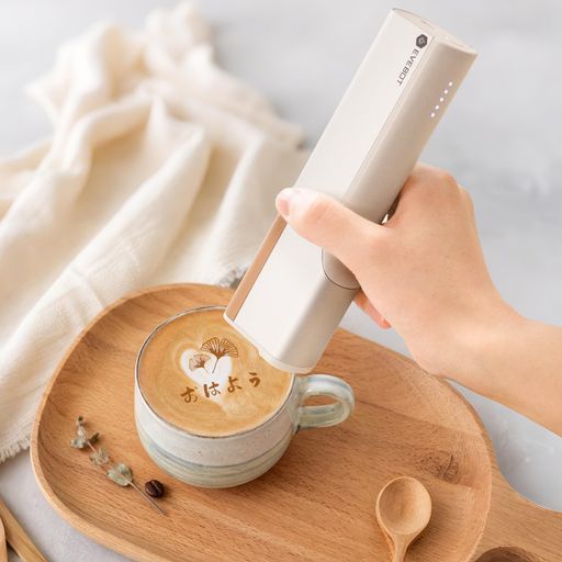 EVEBOT 小型PrintPen 家庭・小規模店舗向け コーヒー/ラテ/クッキー/マカロン/写真ケーキ対応 DIYフードデザイン - ちゃいろ