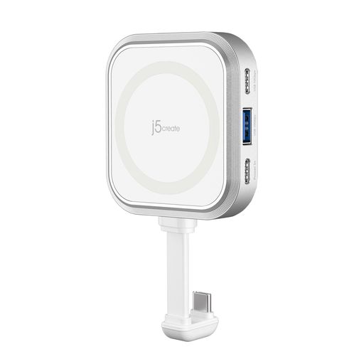 j5create 磁気USB Cハブ Magsafe付き iPhone 17 / 16 / 15 Pro Max用 4イン1 USB-C、USB-A Gen2 10Gbps PD充電60W SDスロット 変換アダプター マルチハブ ProRes録画対応