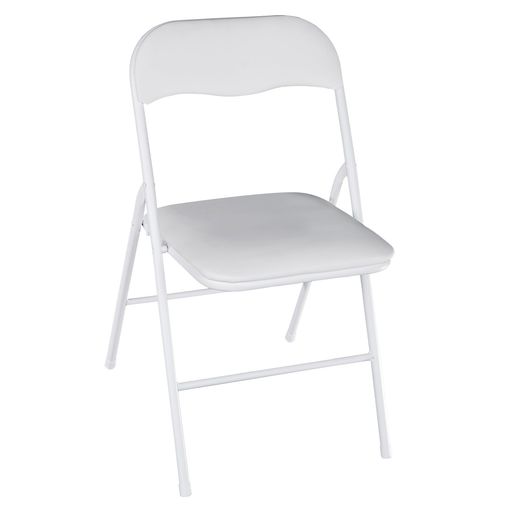 VECELO折りたたみチェアパイプ椅子折り畳み背もたれ軽量持ち運び完成品会議アウトドアイベント座面高44cm耐荷重100kgPUレザーホワイト