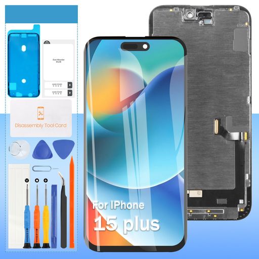 液晶パネル For iPhone 15 Plus Incell 画面交換修理用 タッチパネルセット 6.7 インチ 液晶パネル ガラス スクリーン修理パーツ デジタイザ 修理工具セット付き+保護フィルム+防水シール付き