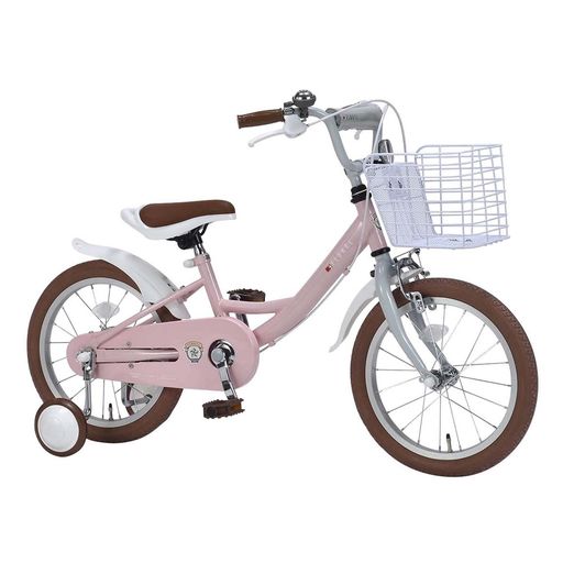 MYPALLAS(マイパラス)FLOKEL子供用自転車16インチ・補助輪付・サポート付サドルシンプルな北欧テイスト誕生日プレゼントキッズバイク贈り物男の子女の子公園外遊び3歳4歳5歳MD-16ストロベリー