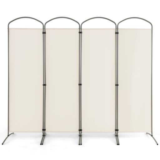 COSTWAY 間仕切り パーテーション 4連 幅221CM 高さ188CM 折りたたみ 布タイプ パーティション 衝立 目隠し 部屋仕切り スクリーン 屏風 キャスター無し オフィス クリニック レストラン ホテル ベージュ