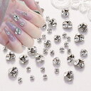 ネイルラインストーン6種類60個セットネイルパーツネイルストーン合金ガラス製立体クリアストーンネイルアートジュエリーキラキラクリスタルガラスストーンデコパーツ手芸ハンドメイ…
