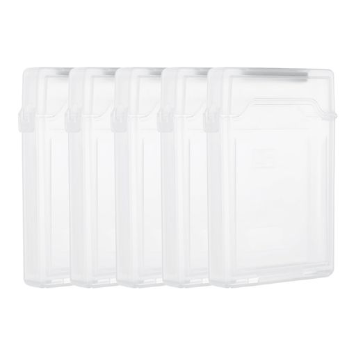 サイズ:11.5x8cm / 4.5x3.2インチ(縦x横);カラー:ホワイト;素材:プラスチック;セット内容:ハードディスク保護ケースx5個。 特徴:衝撃、キズ、静電気、湿気、ほこりに強いプラスチック製で長期間使用可能。上面のラッチ式デザインでハードディスクの出し入れが簡単。内蔵スポンジが振動を効果的に防止し、ハードディスクを保護します。 使用方法:ストレージケースのバックルを開けてハードディスクを入れます。ハードディスクが防震ホルダーの固定位置に合っていることを確認し、バックルを押してロックしてください。 用途:このハードディスクケースはS SDやHDDに最適ですが、カメラ、MP3プレーヤー、MP4プレーヤー、ヘッドホンなどの小型デジタル機器の収納にも使える多機能ケースです。 注意: 機能を維持するため、HDDプラスチックボックスのダメージやバックルの緩みを定期的に確認してください。製品サイズは手作業で計測しているため、多少の誤差が生じる場合があります。