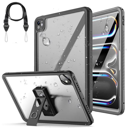 Ayoii軽量型iPadPro13インチM4完全防水ケース(2024)iPadPro13第7世代対応防水ケースお風呂カバーIP68防水耐衝撃スタンド機能付き薄型軽量手触りクリア防雪防塵水場潜水浴室用