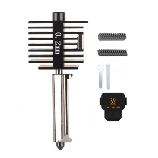 A1Mini高温ホットエンド0.2mm-0.8mm溝とレンチ付き硬化スチールノズル クロムメッキ真鍮ヒーティングブロックシリコンソック付き統合された構造ミニ3Dプリンタと互換性があります(0.2mm)