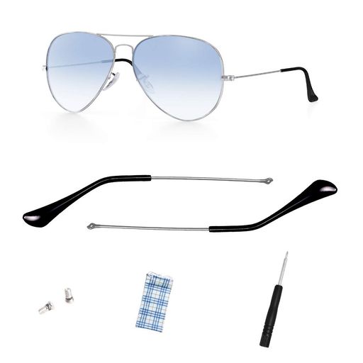 楽天Raspberry Market[HICYCLE2] RAY BAN RB3025 AVIATOR サングラス修理キットの交換用テンプルチップテンプルアーム、ネジ/ドライバー/サングラスバッグ付き... （SILVER）