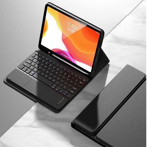 SENLANタッチパッド搭載キーボードケースiPadPro13インチ2024用マグネット分離式ワイヤレスBluetoothキーボードスタンド手帳型黒
