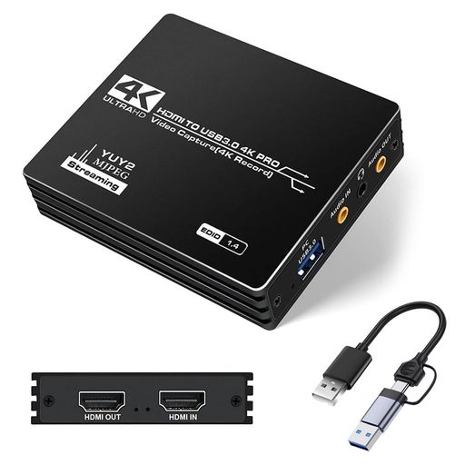 C.CURTING4K@60HZHDMIキャプチャーボード4K録画対応キャプチャーユニットYUY2フォーマットをサポートUSB3.060FPSゲームキャプチャービデオフルHDビデオキャプチャー内蔵