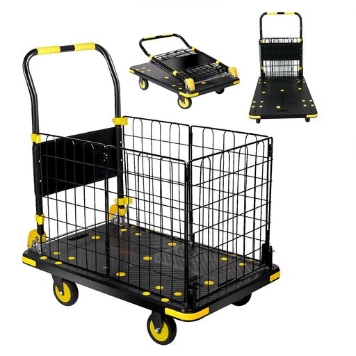 Lomive カゴ台車 折り畳み式メッシュ台車 耐荷重500kg 大型運搬車 バスケット 軽量 多機能網篭車 手押しカート 静音 簡単組み立て 持ち運び便利 家庭用・業務用・倉庫・工場・引越し・店舗
