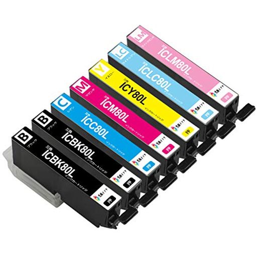 エプソンインク80増量版互換インクカートリッジ80lIC80LIC80IC6CL80L7本セット対応プリンター:EP-807AW..