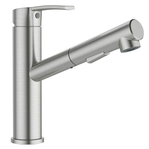 APPASOモダンキッチン蛇口プルアウトスプレー付きブラッシュドニッケル蛇口シングルホールシングルレバーRVキッチンシンクバー蛇口真鍮製