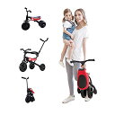 Kamelun三輪車3in1手押し棒付き手押し車1~6歳折り畳み自転車軽量子供自転車誕生日プレゼントキックバイクへんしんバイク保護ガード付き