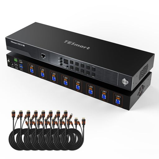 【超高精細8K出力 8x1 HDMI KVMスイッチ】このHDMI KVMスイッチはマウス、キーボード、モニターの1セットで最大8台のパソコン/PCを切り替えて操作できます。最大8K(7680x4320)@60Hz 4:4:4の解像度を対応し、4K@120Hz 12bit HDR及び4K@144Hz/165Hzの解像度にも下位互換性があります。 【プロなKVMスイッチ】HDMI 2.1ポートおよびHDCP 2.3に対応し、より高速かつ安全なデータ転送を実現します。HDR10+およびDolby Visionに対応し、より広いダイナミックレンジと高色精度で、よりリアルな映像表現を実現します。さらに、VRR(可変リフレッシュレート)、FVA(高速垂直配向)、ALLM(自動低遅延モード)に対応し、画面のティアリングやカクつきを効果的に軽減します。 【ADIチップ搭載で高効率】この8入力1出力kvmスイッチは高性能なADIチップを搭載し、高精度な信号処理と優れた安定性を実現します。EQイコライゼーション調整により、長いケーブル接続時の信号品質も確保。