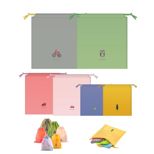 [BINGONE]6枚セット巾着袋トラベルポーチ収納ポーチビニールスポーツバック巾着巾着ポーチ防水ポーチ巾..