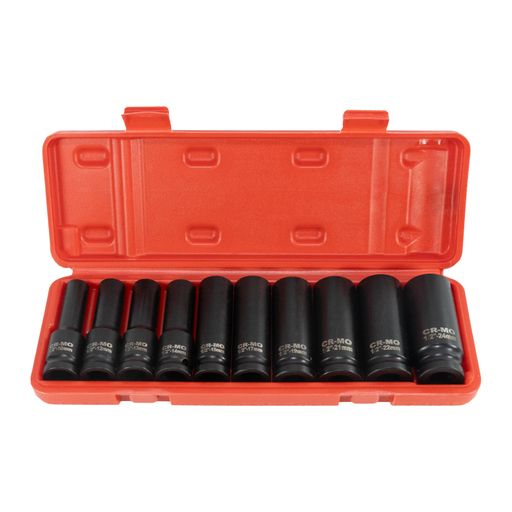 GOODRIG 六角1/2インチドライブ10個セット 10mm 12mm 13mm 14mm 15mm 17mm 19mm 21mm 22mm 24mm 高硬度クロムモリブデン鋼 インパクトソケットセット 自動車 バイク 自転車修理 木工