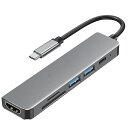 USBCハブアダプタ6-IN-1HDMITYPECハブ「4KHDMIポート+PD100W急速充電+USB3.0ポートx2+SD&TFカードスロット搭載」在宅勤務設定不要高速データ転送USBCHDMIハブ(2)
