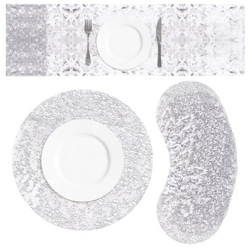 URROMAミールマット使い捨てスライバーモアレプレースマットセットダイニングマットスライバーモアレメ..