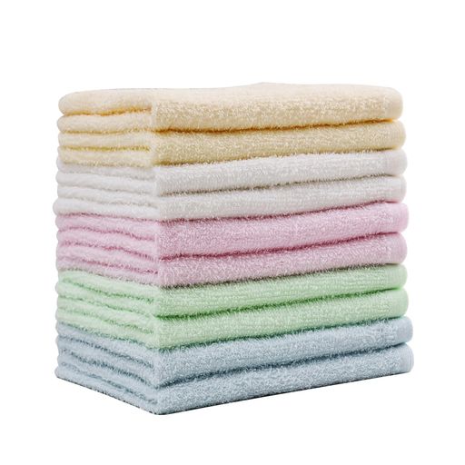 【素材仕様】コント100%、サイズ:約34x80cm重さ:約62g(1枚あたり) 【数量】:10枚 【カラー】ブルー・グリーン・ホワイト・イエロー・ピンク 【吸水※速乾】吸水性・速乾性が抜群!吸水性のよい綿100%、薄手で絞りやすく乾きやすい。 【プチプラフェイスタオル】まとめておトク!たっぷりつかえる大容量。何枚あっても重宝する、洗い換えにも便利な5色10枚セット。