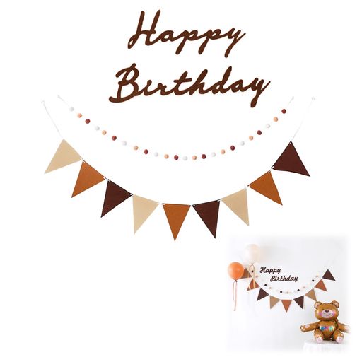 Doyime誕生日飾り付けフェルト生地3点セットバースデーレターフェルト三角旗フェルトボールフグボール..