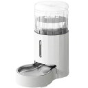 JUNSPOWペット給水器、4L重力式大容量ステンレス製給水器、自動ペット水飲み器、ホワイト猫と小型/中型犬用